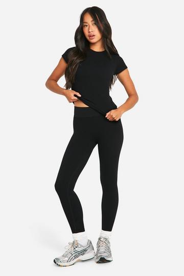 Naadloze Geribbelde Contour Leggings black