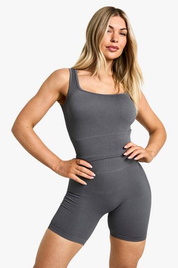 Seamless Contour Rib Biker Short charcoal