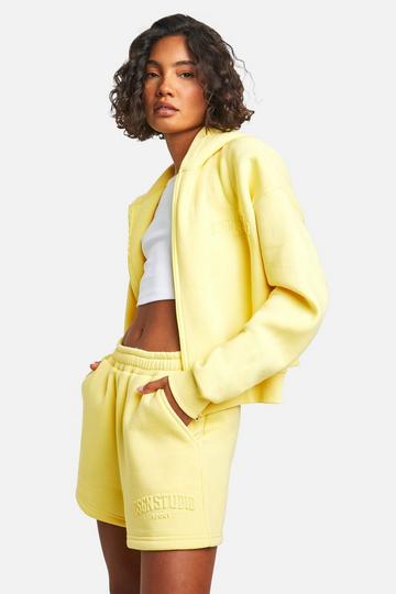 Tall Dgsn Studio Embossed Hoody & Short Set lemon