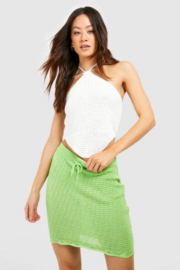 Tall Crochet Mini Skirt lime