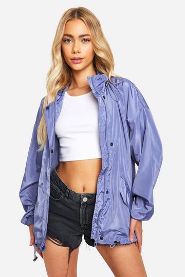 Toggle Detail Oversized Jacket slate blue