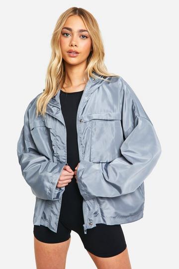 Oversized Jas Met Capuchon En Zak Detail slate grey