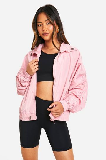 Pink Toggle Ruched Detail Raincoat