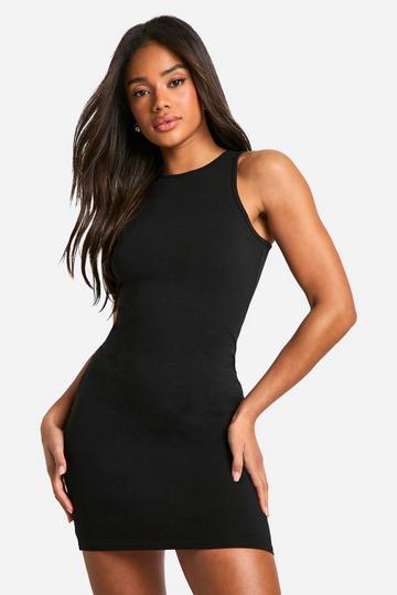 Basic Cotton Racer Mini Dress black