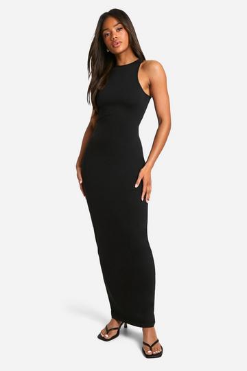 Basic Cotton Racer Maxi Dress black