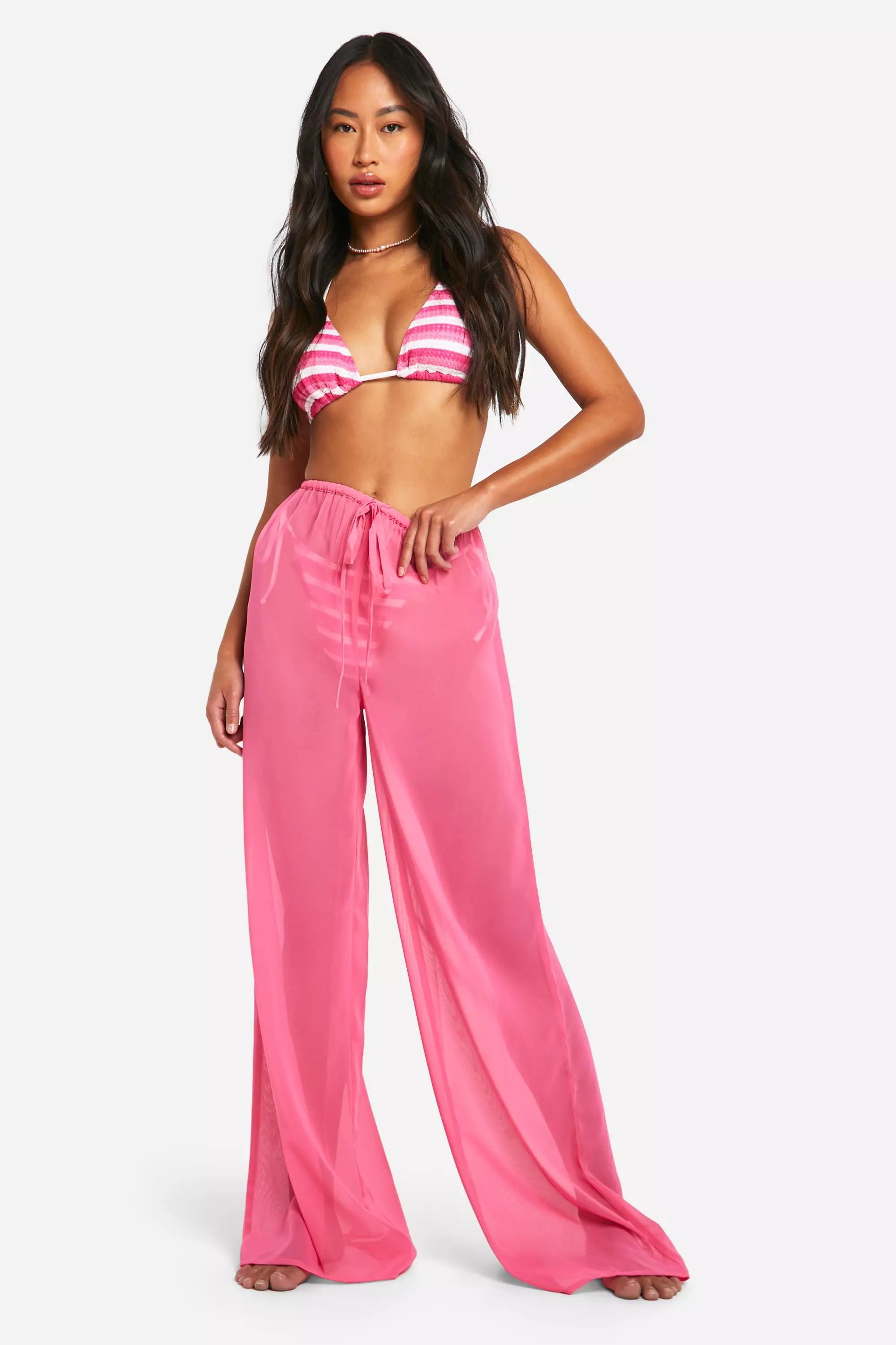 Pink Drawstring Tie Beach Trousers alternative image