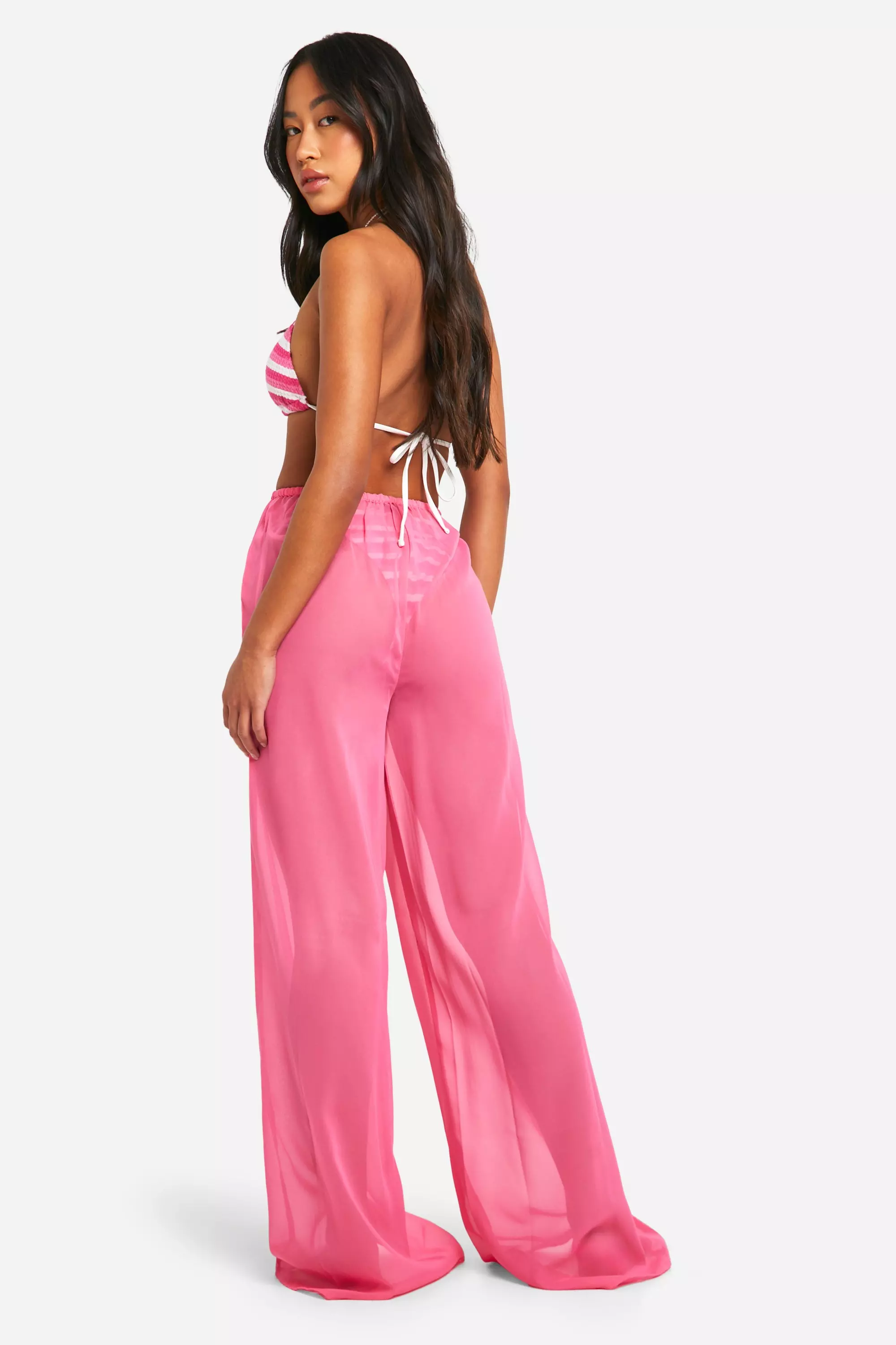 Pink Drawstring Tie Beach Trousers alternative image