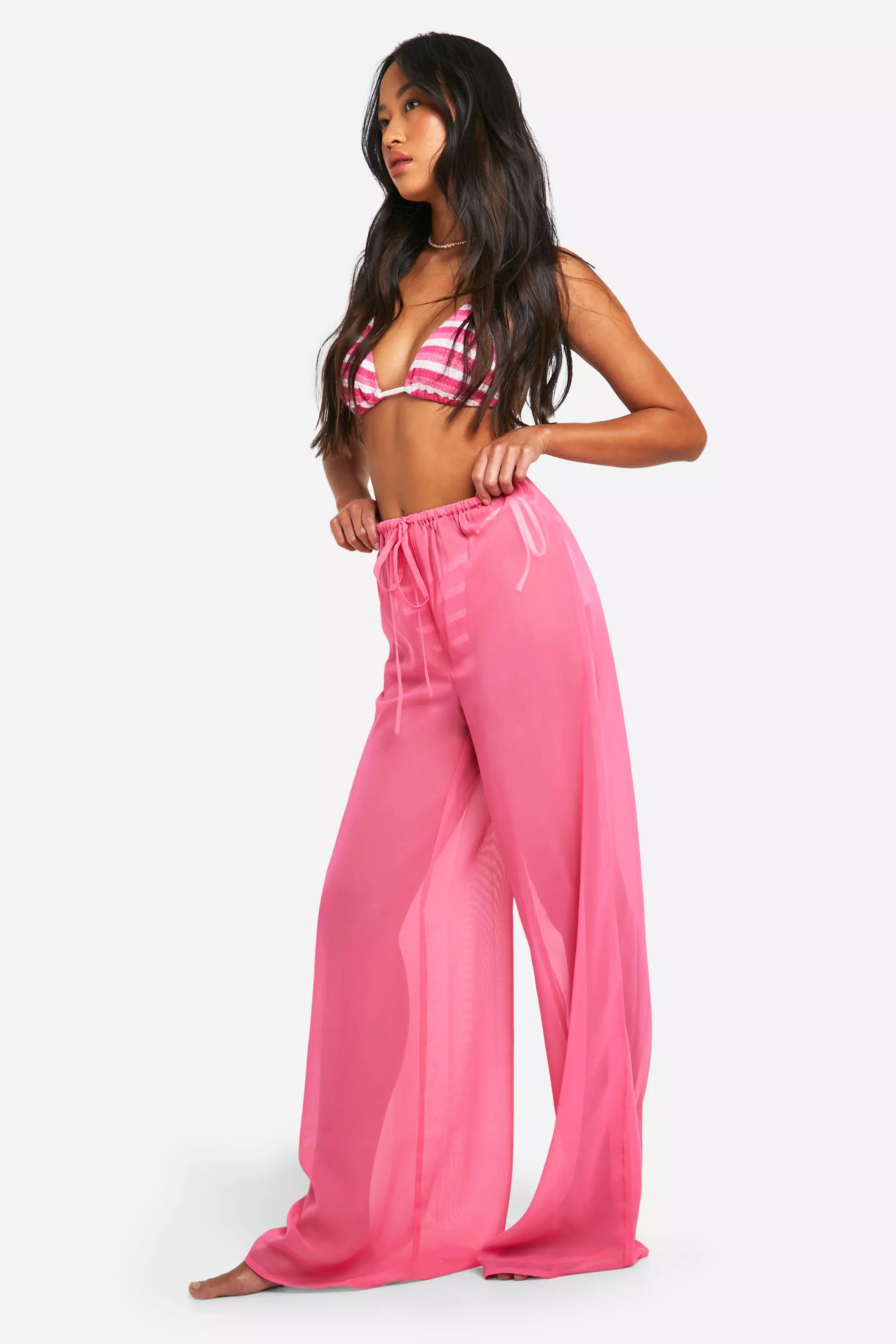Pink Drawstring Tie Beach Trousers alternative image