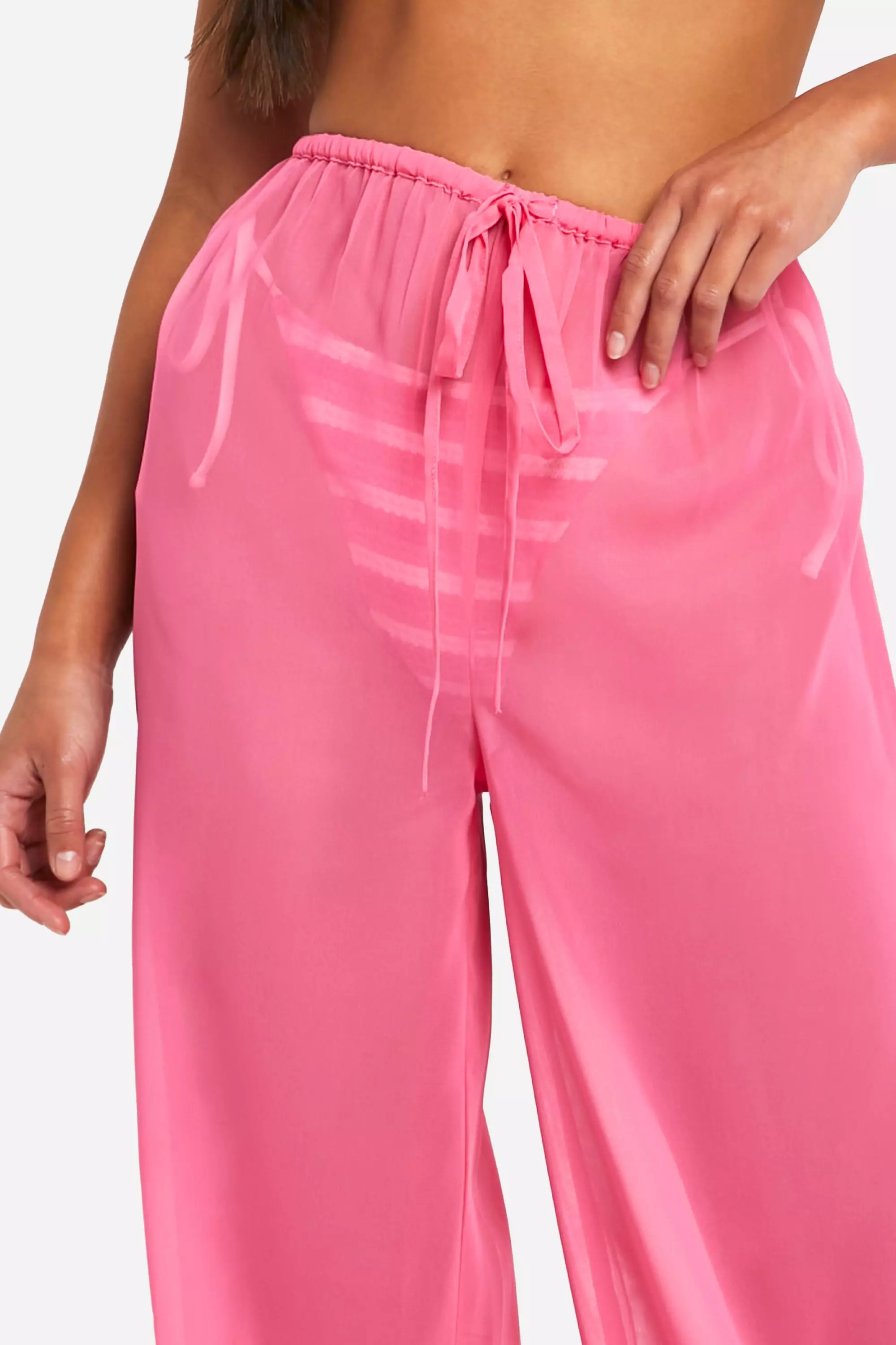 Pink Drawstring Tie Beach Trousers alternative image
