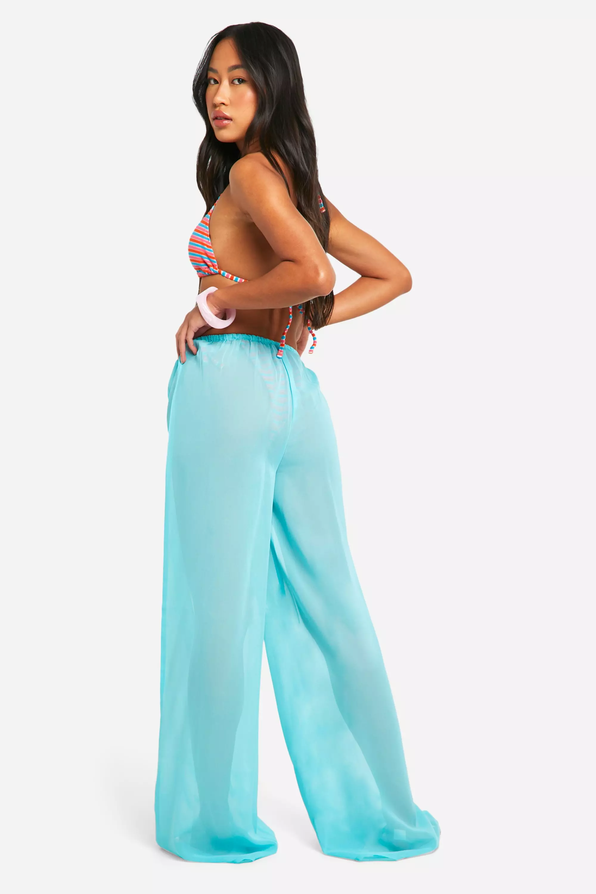 Aqua Drawstring Tie Beach Trousers alternative image