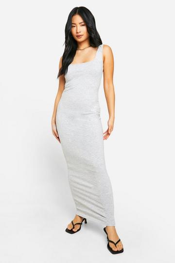 Petite Basic Cotton Square Neck Maxi Dress grey