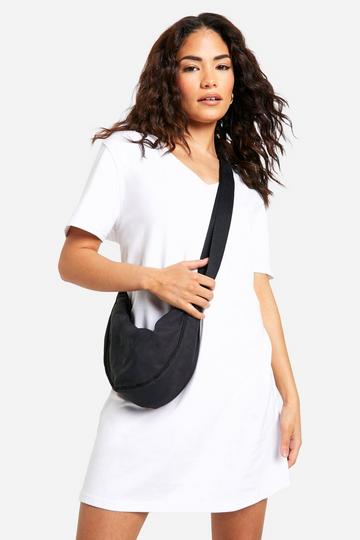 Petite Basic Vneck Oversized T-shirt Dress white