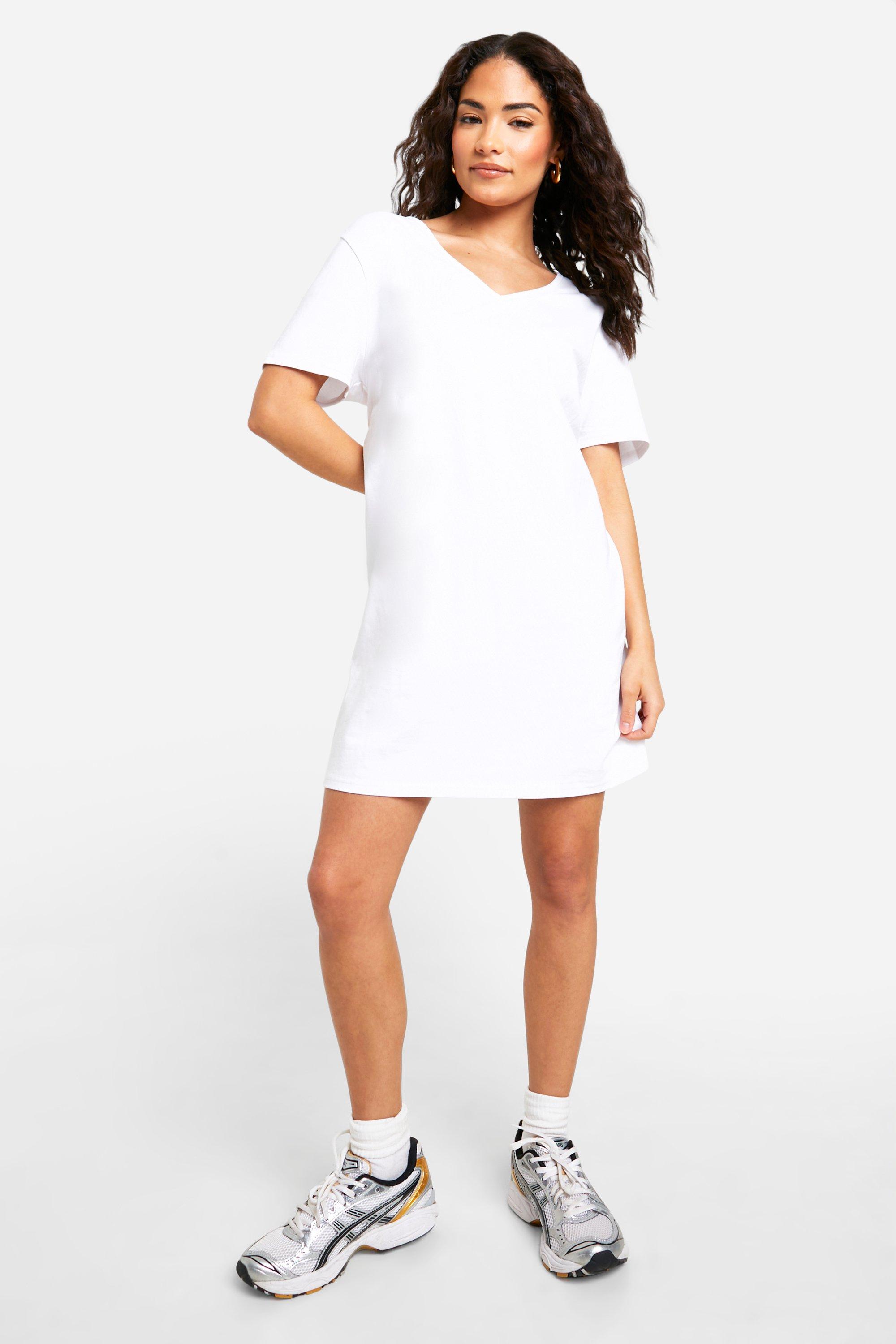 Boohoo white t shirt dress best sale