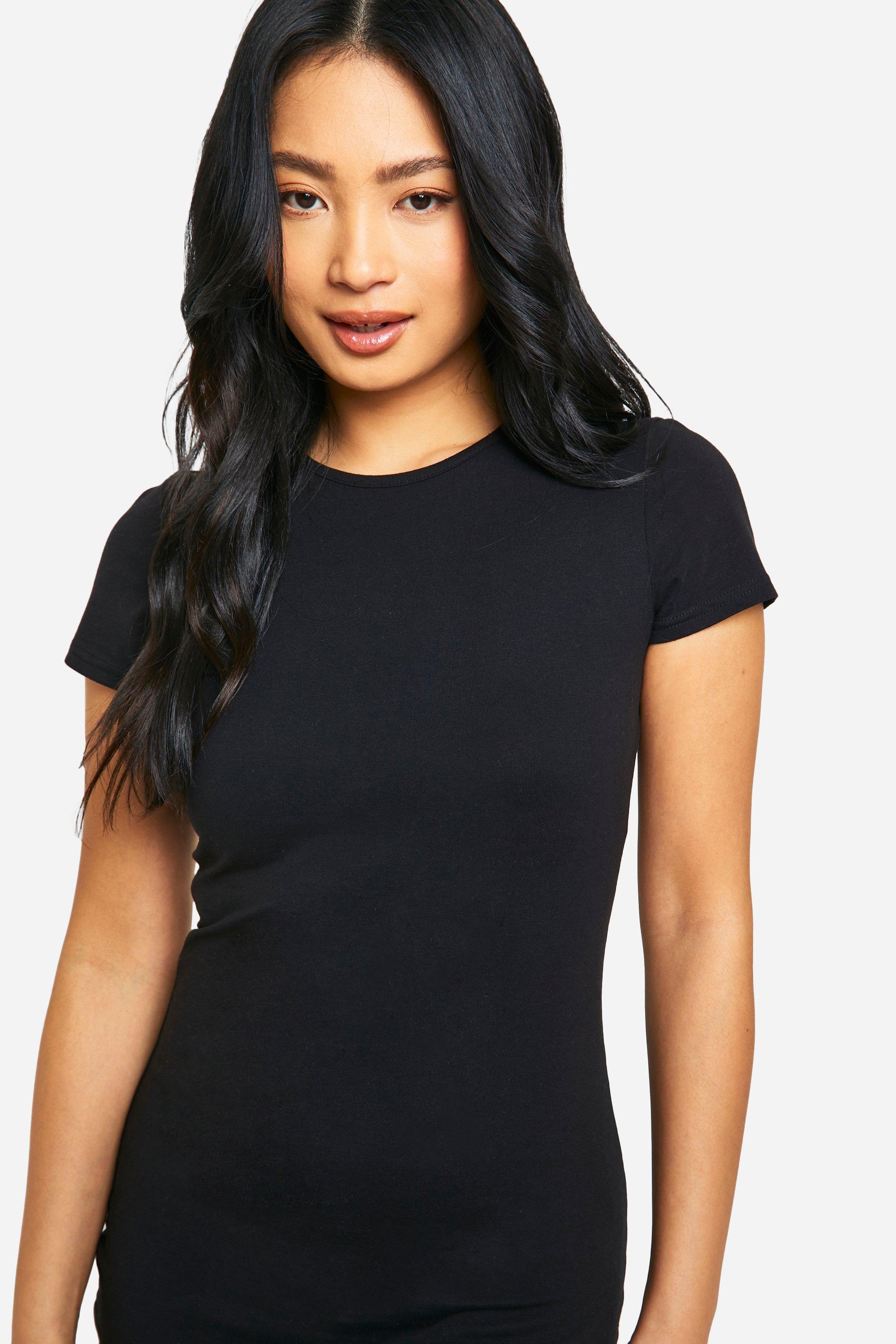 Black scoop neck bodycon dress best sale