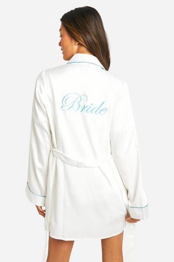 Bride Satin Short Robe white