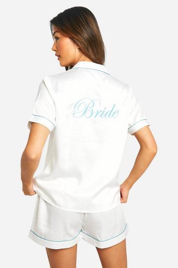 Satijnen Bride Pyjama Set Met Shorts white