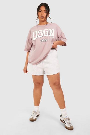 Plus Dsgn Studio Slogan Oversized T-shirt mauve