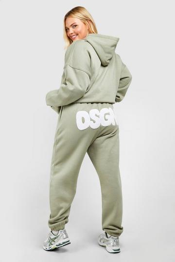 Plus Dsgn Studio Bubble Toweling Applique Oversized Sweatpant washed khaki