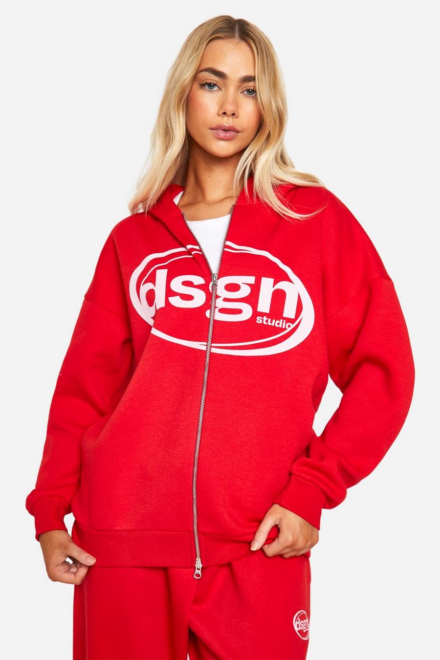 Red Dsgn Studio Oversize hoodie med dragkedja