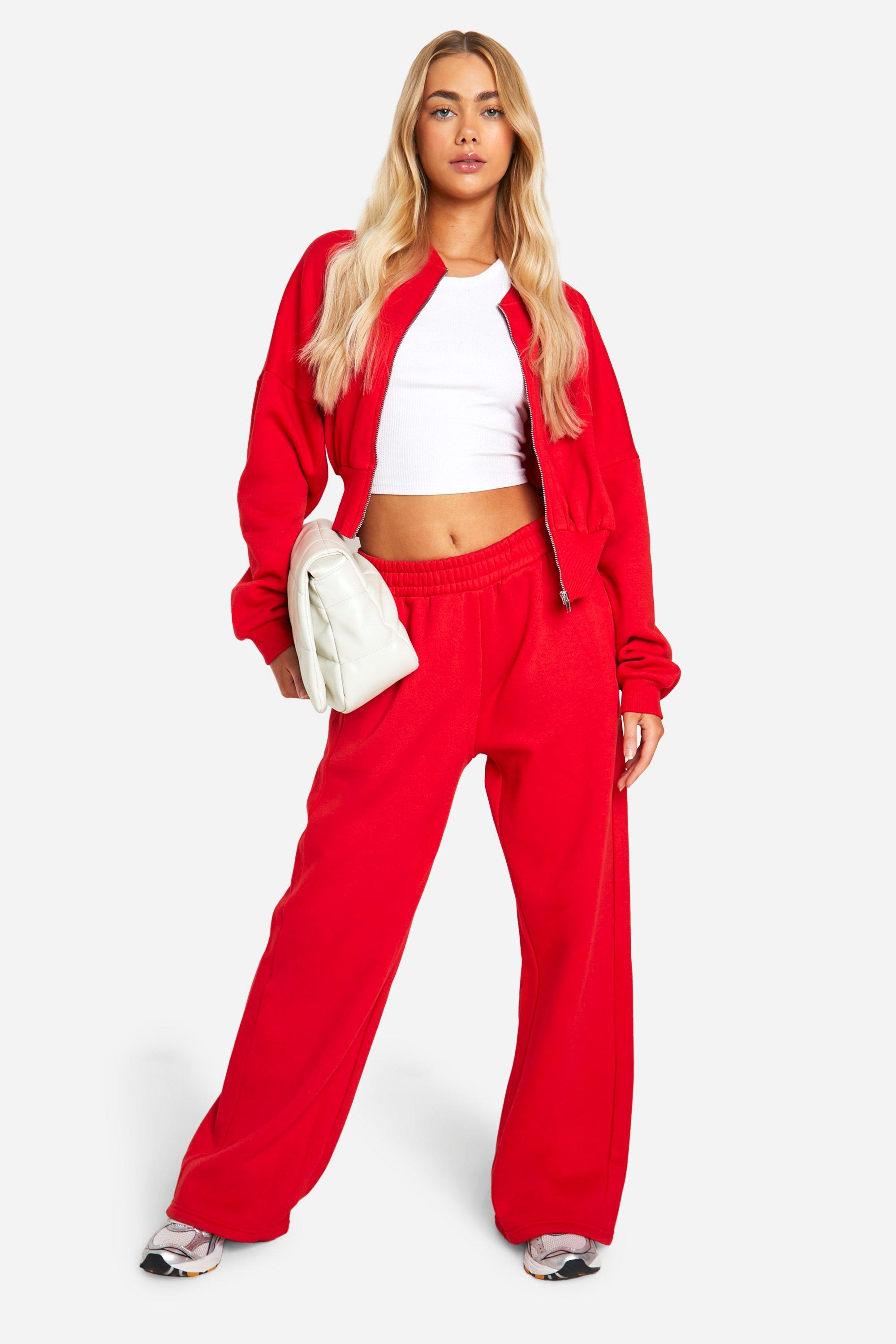 Boohoo red tracksuit on sale