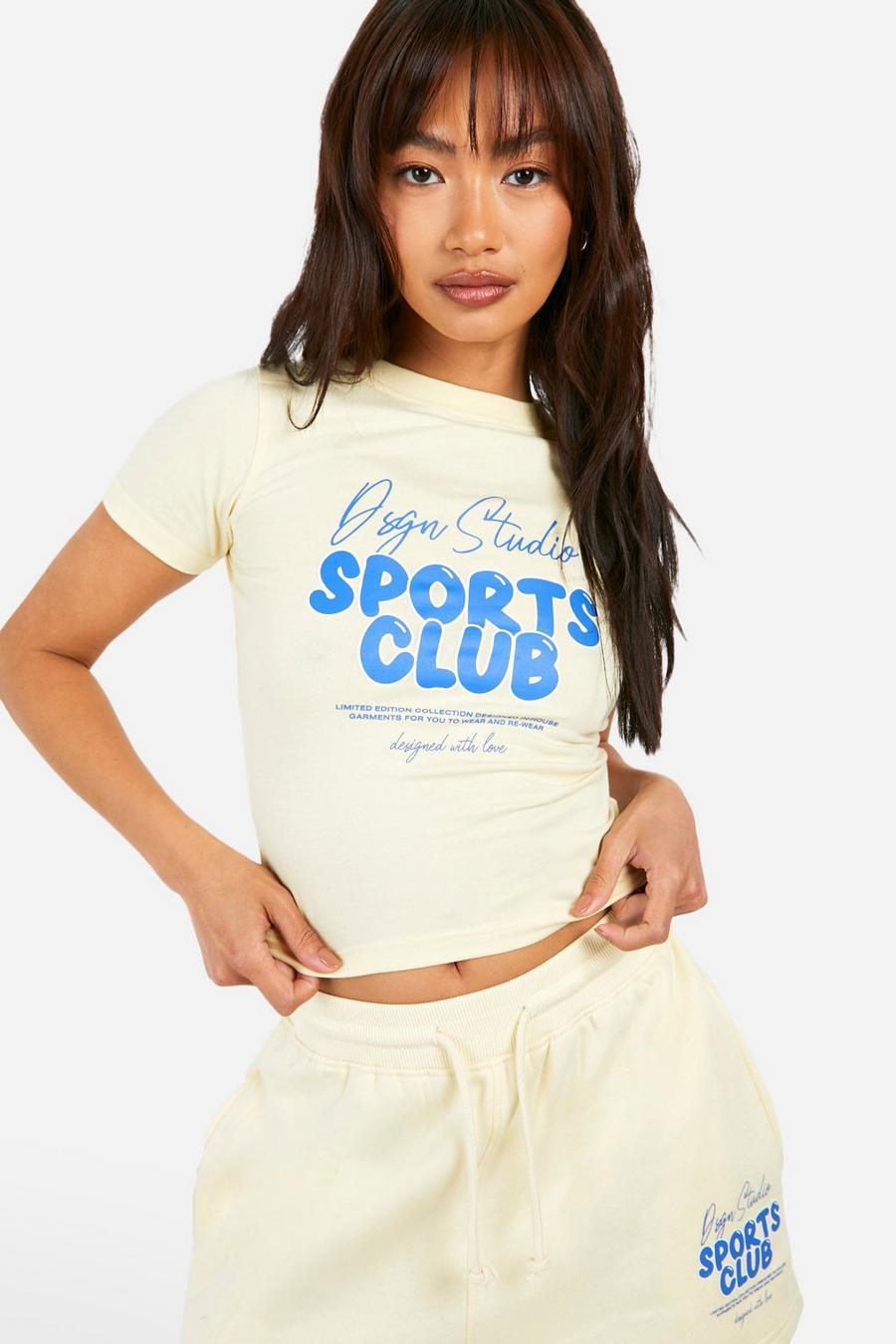 T-Shirt mit Dsgn Studio Sports Club Print, Lemon image number 1