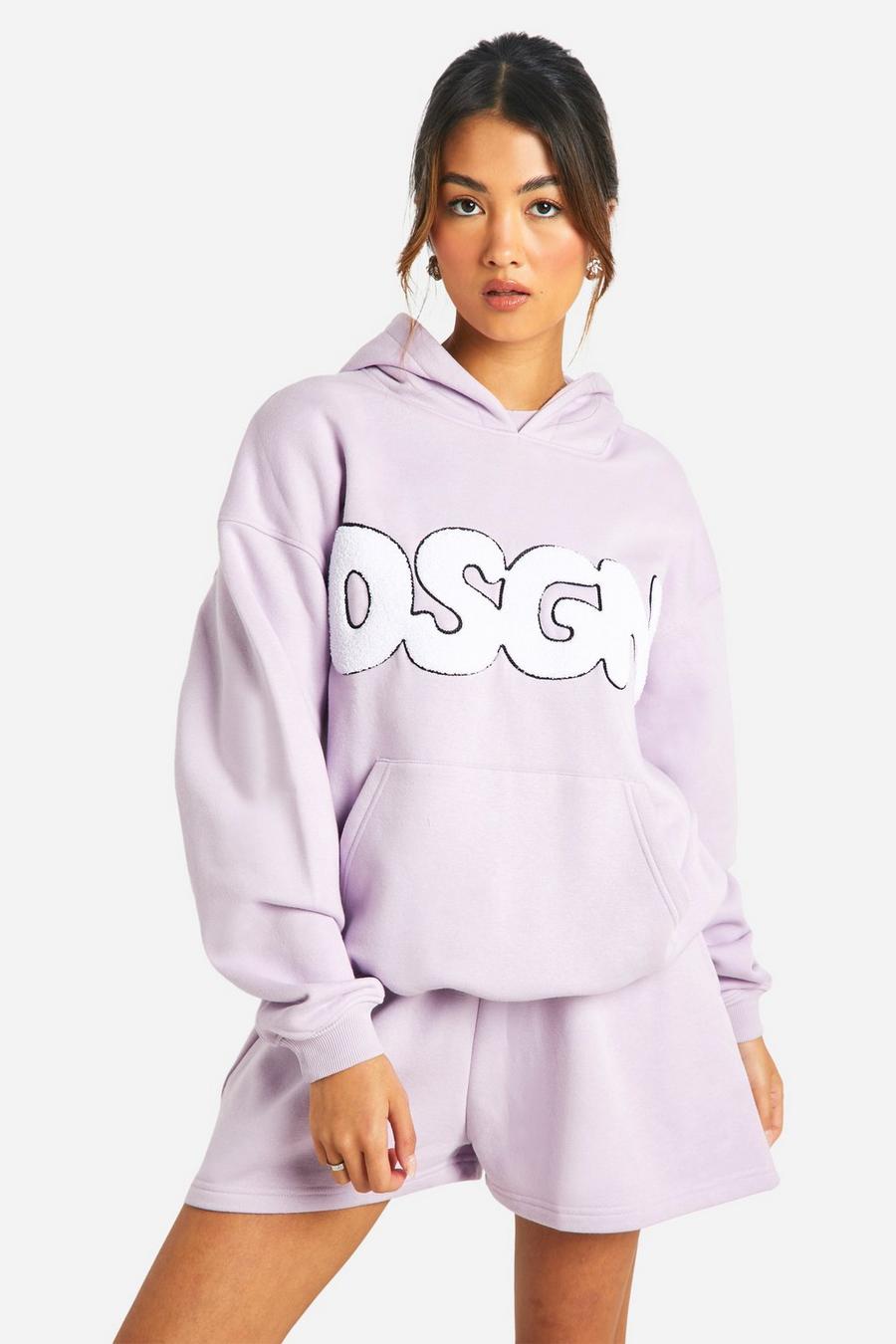 Lilac Dsgn Studio Bubble Towelling Applique Oversized Hoodie  image number 1