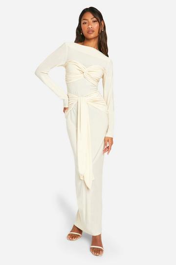 Ruched Twist Detail Maxi Dress cream