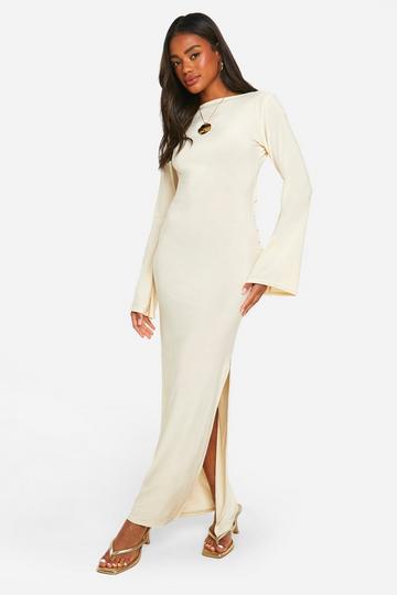 Flare Sleeve Drape Back Maxi Dress cream