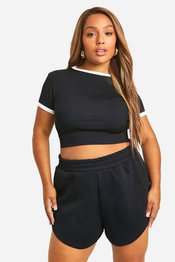 Plus Lounge Ringer T Shirt black