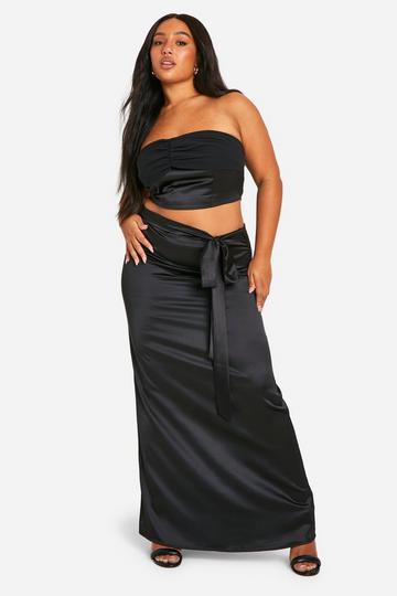 Plus Satin Tube Top black