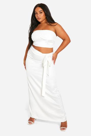 Plus Satin Tube Top white