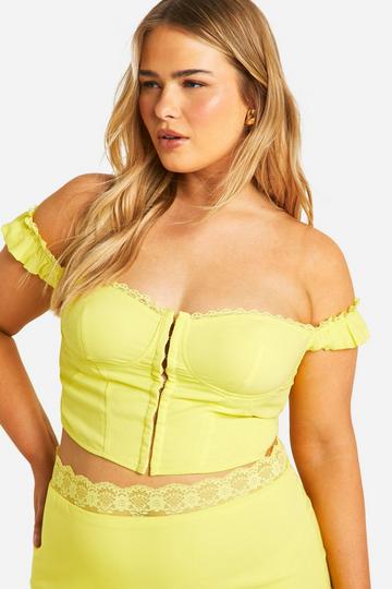 Plus Hook And Eye Off The Shoulder Corset Top lemon