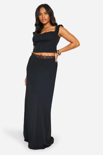 Black Plus Woven Maxi Skirt