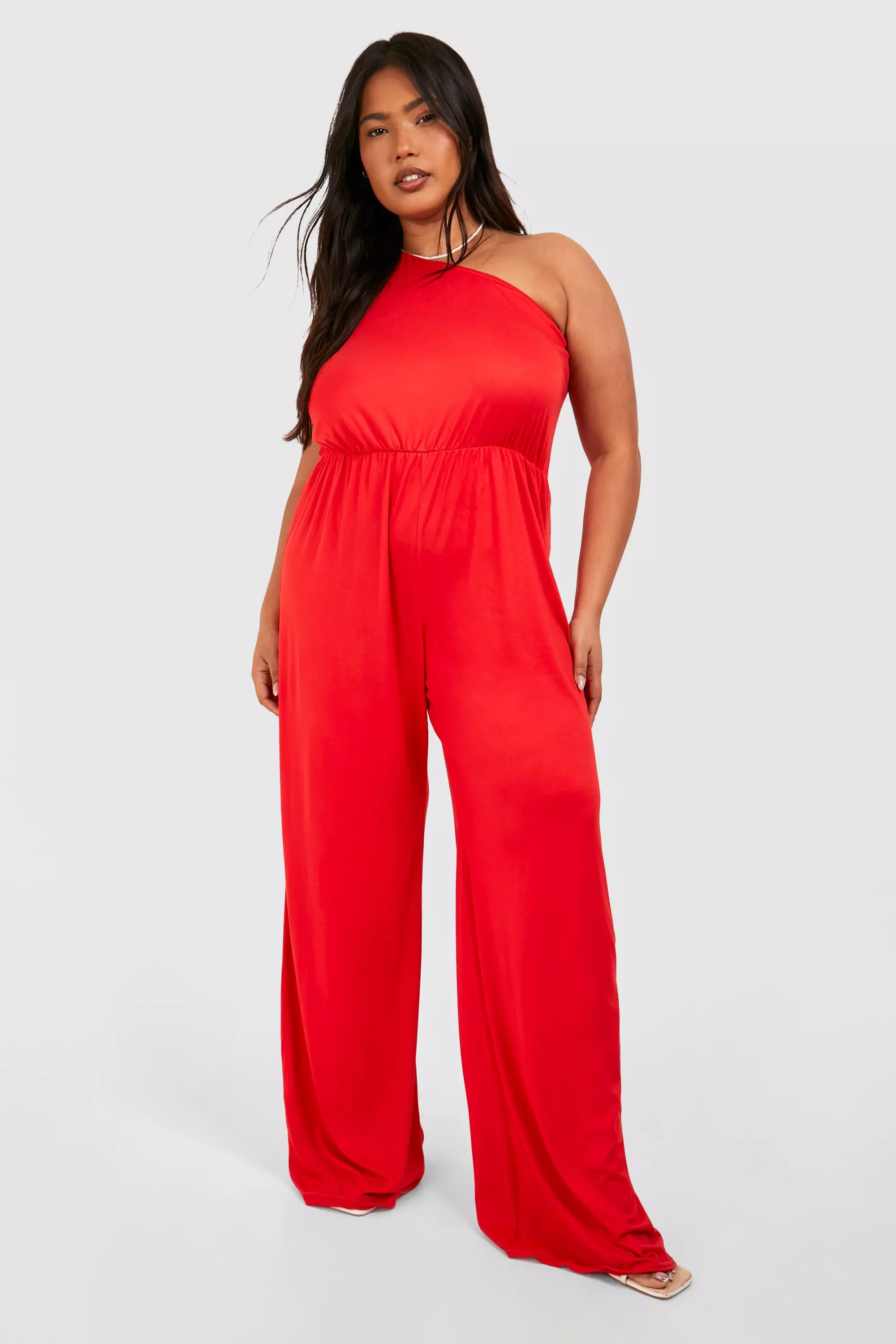 Orange Plus Super Soft Basic One Shoulder Beach Jumpsuit  alternative image