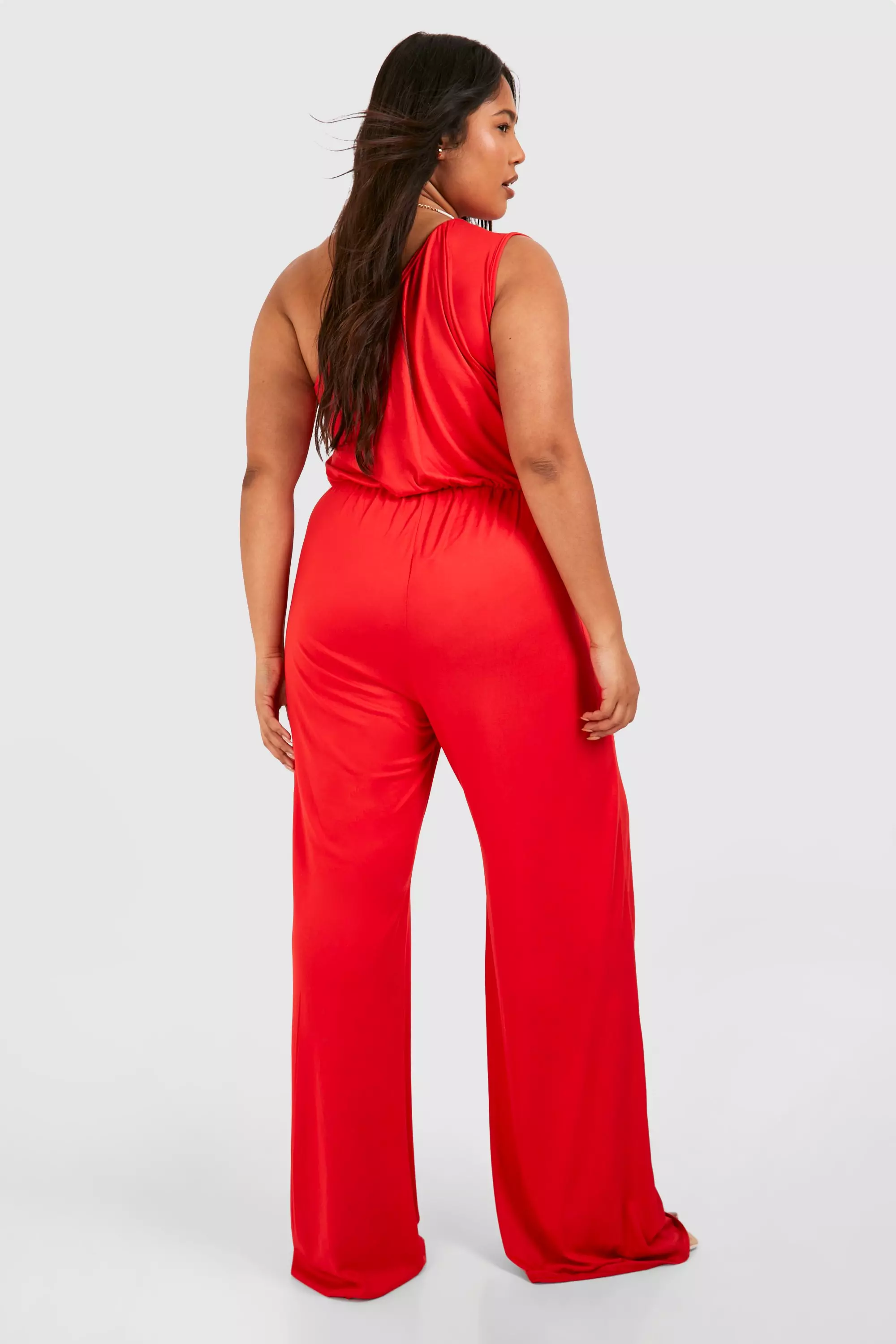 Orange Plus Super Soft Basic One Shoulder Beach Jumpsuit  alternative image