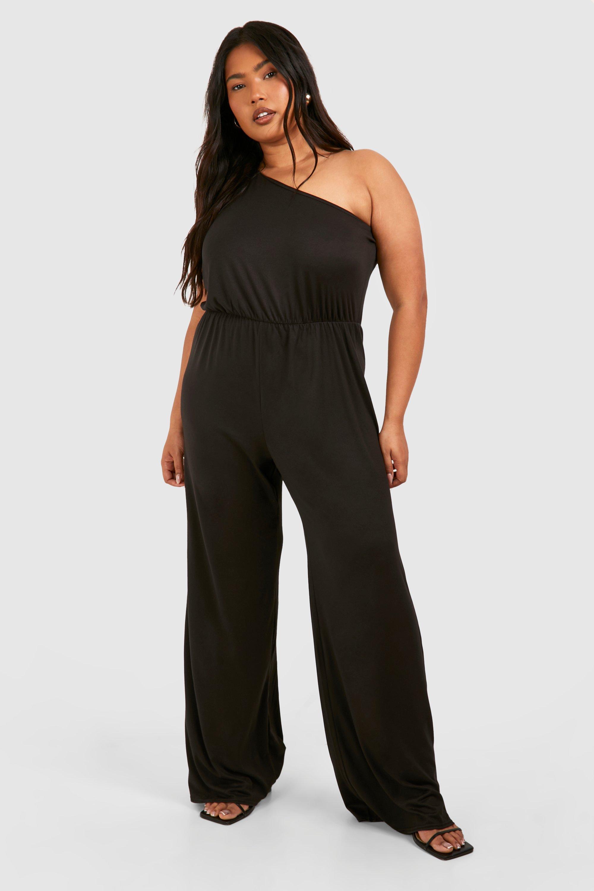 Plus Super Soft Basic One Shoulder Beach Jumpsuit boohoo