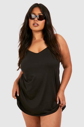 Black Plus Basic Supersoft Low Back Beach Dress