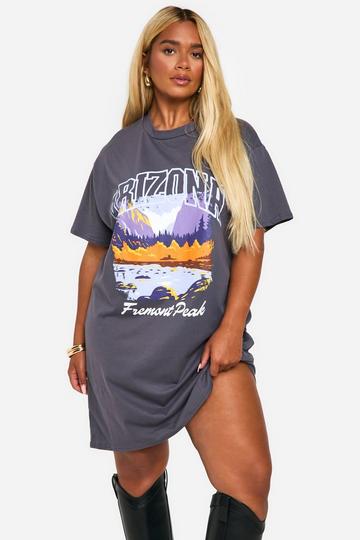 Plus Arizona Graphic T-Shirt Dress charcoal