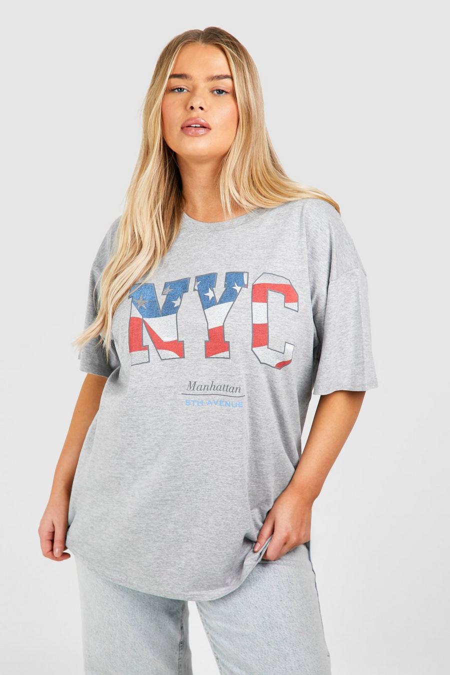 Camiseta Plus con estampado de NYC, Grey image number 1