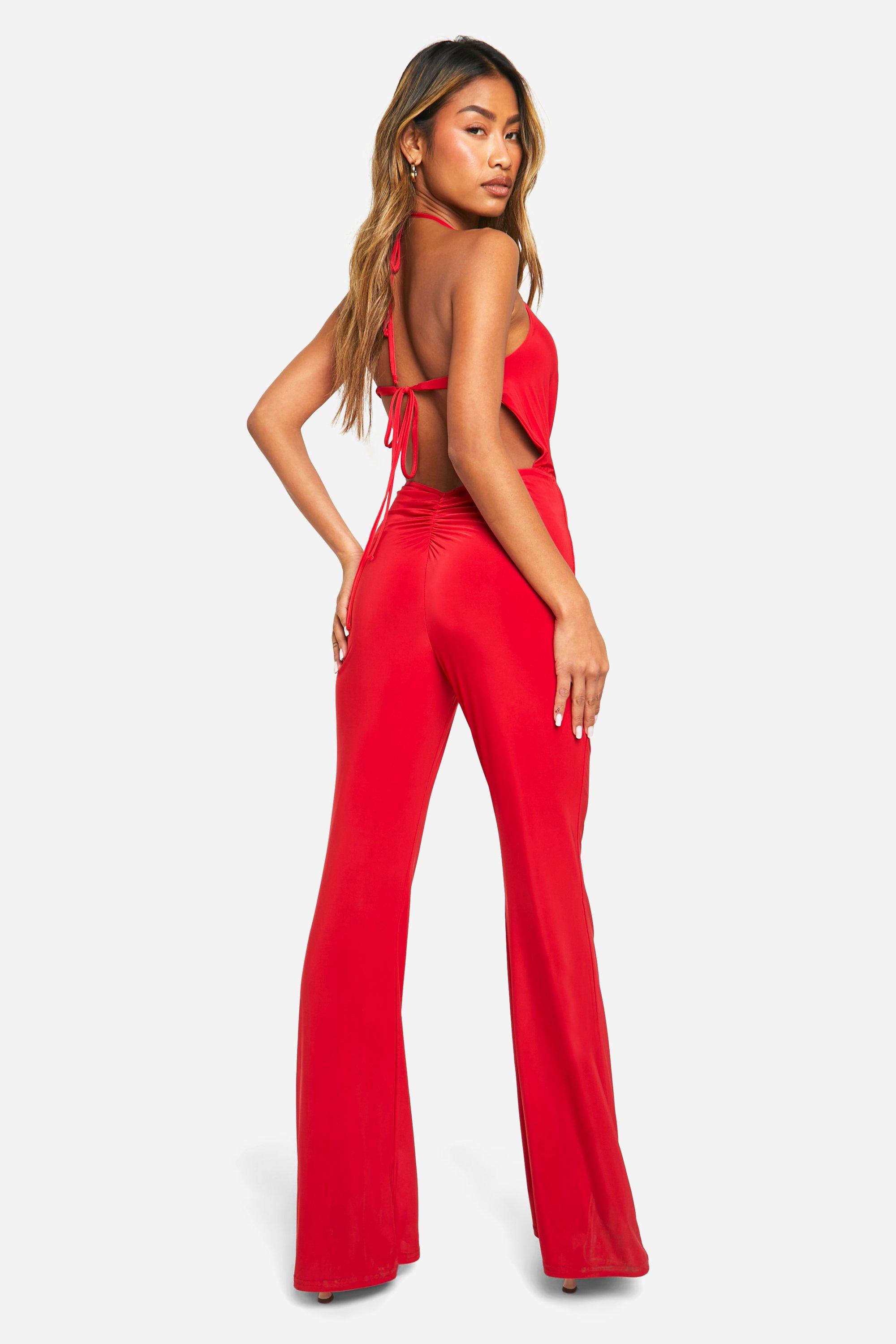 Slinky Open Back Ruched Bum Jumpsuit