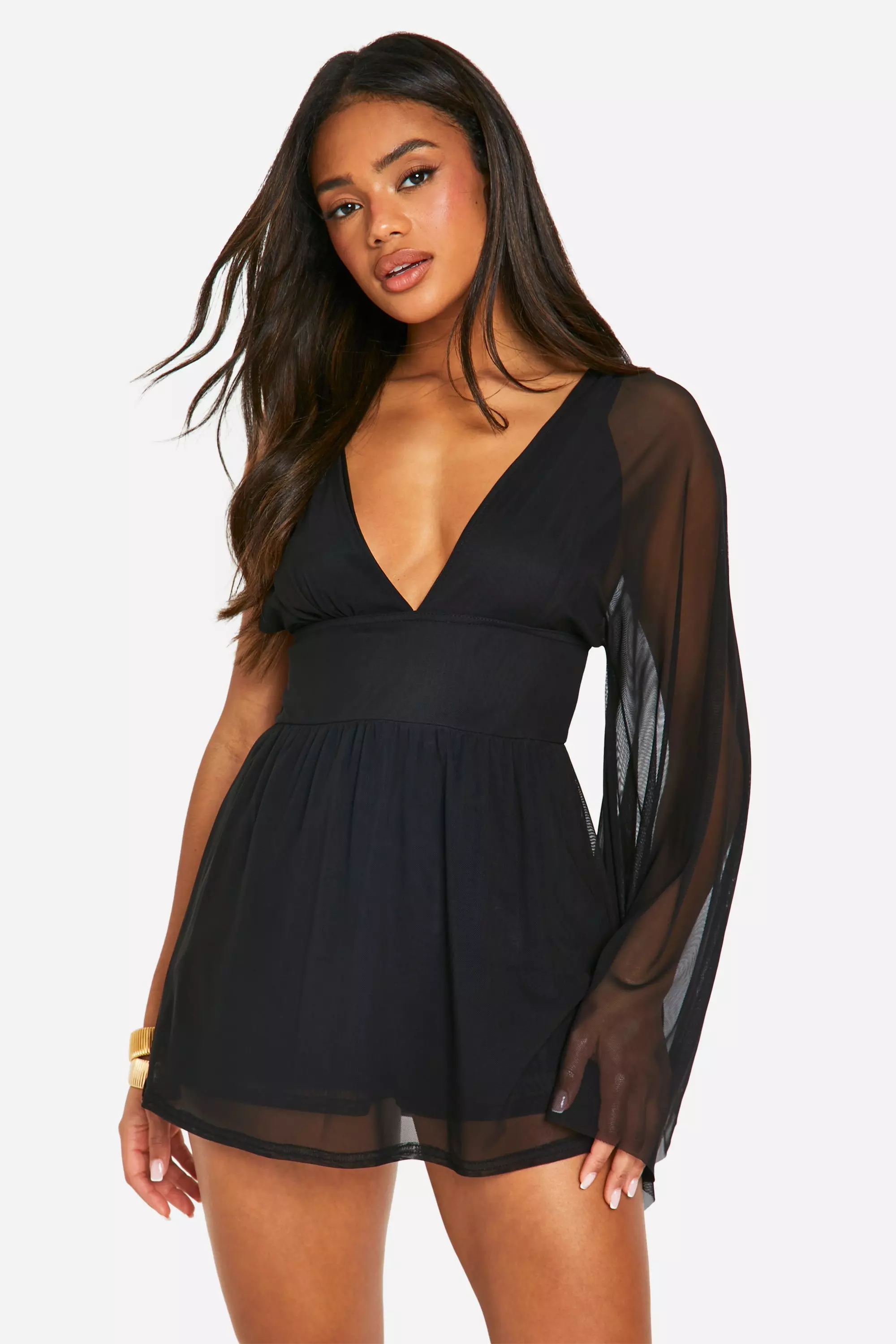 Black Lined Mesh Skort Playsuit alternative image
