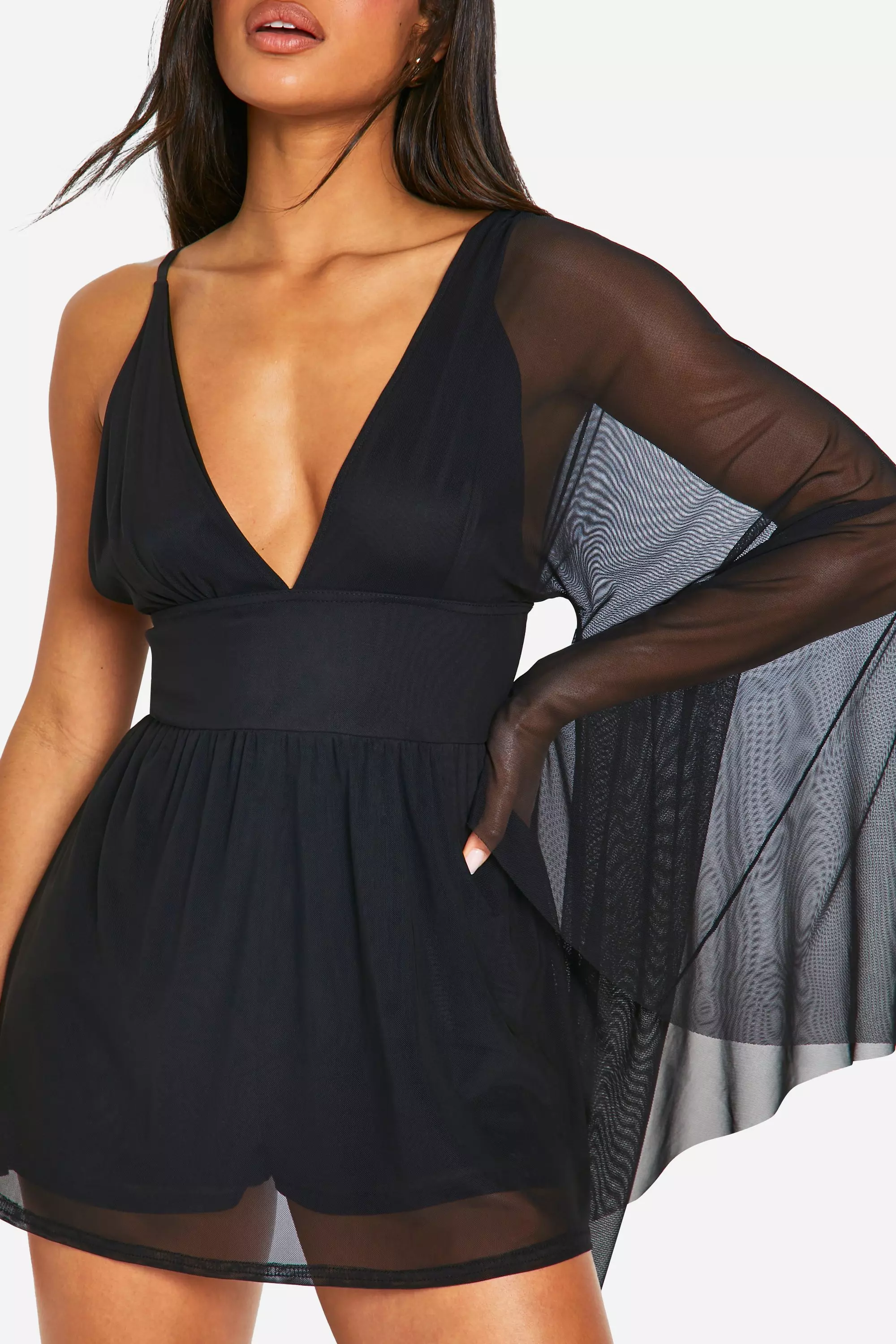 Black Lined Mesh Skort Playsuit alternative image