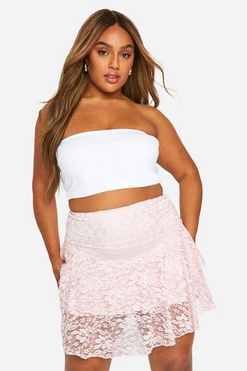 Plus Mini Frill Skirt pink