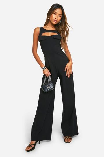 Wide Leg Jumpsuit Met Uitsnijding black