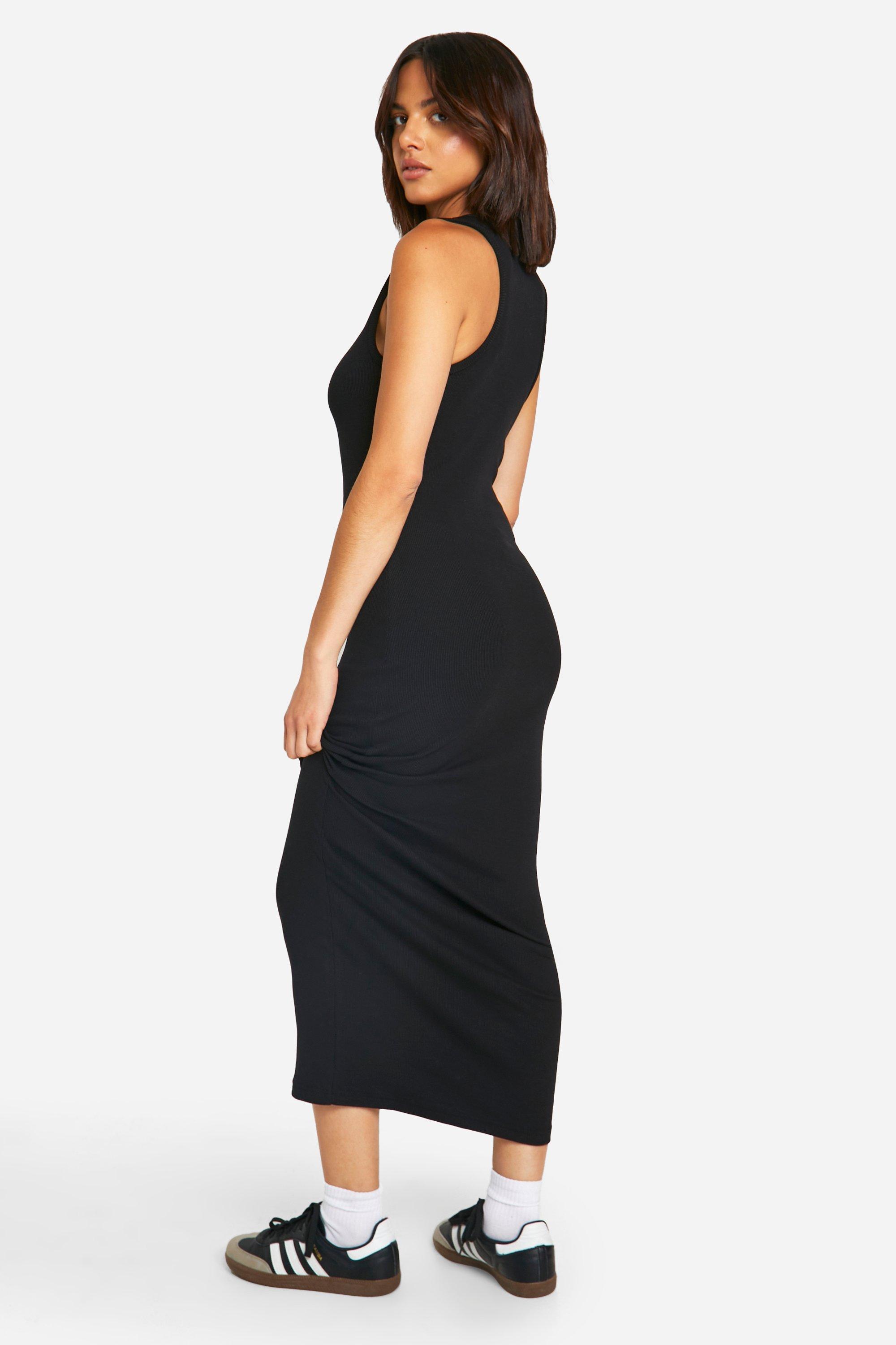 Basic Rib Racer Midi Dress | boohoo USA