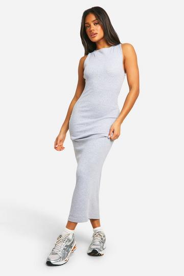 Basic Rib Racer Midi Dress grey marl