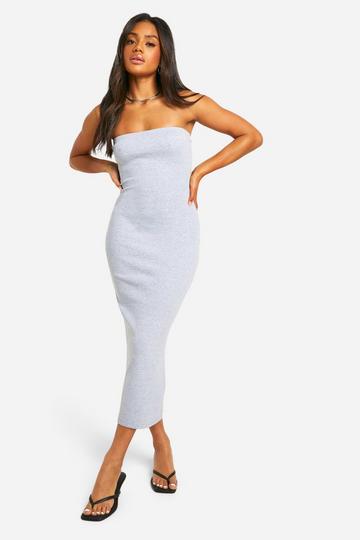 Basic Rib Bandeau Midi Dress grey marl