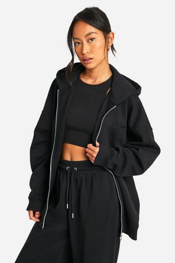 Black Dsgn Studio Embroidered Zip Through Oversized Hoodie