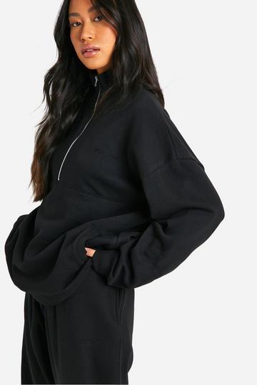 Dsgn Studio Embroidered Half Zip Oversized Sweatshirt black