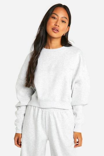 Dsgn Studio Embroidered Boxy Crop Sweatshirt ash grey